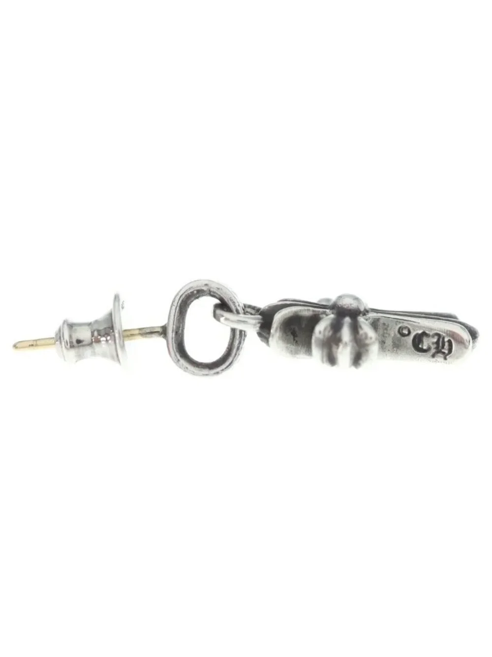 Chrome Hearts Bby Pprchn Baby Fat Cross Drop Earrings Silver